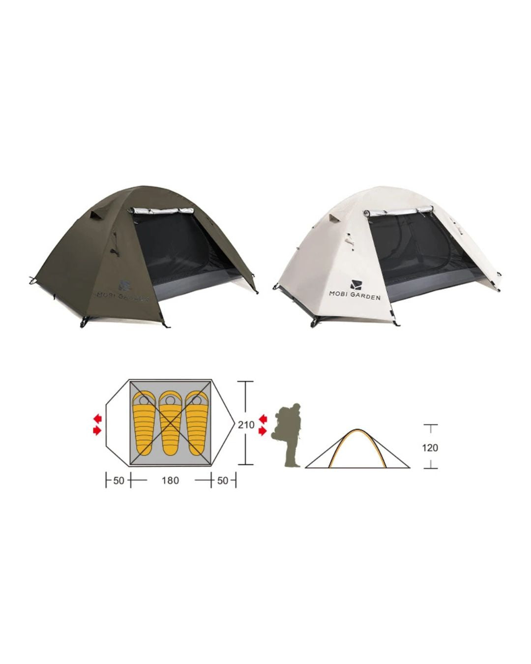 Tente de Randonnée Mobi Garden – 2/3 Personnes | Imperméable & Facile à Monter