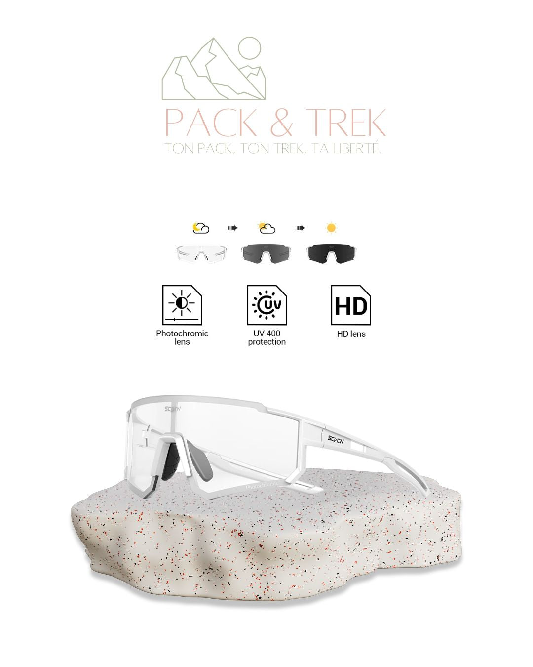 Lunettes de Randonnée Photochromiques Verre Noir – Vision Adaptative & Confort Total
