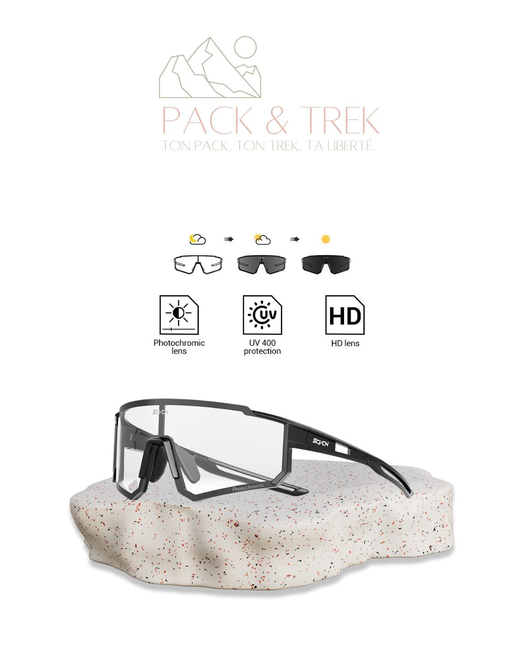 Lunettes de Randonnée Photochromiques Verre Noir – Vision Adaptative & Confort Total