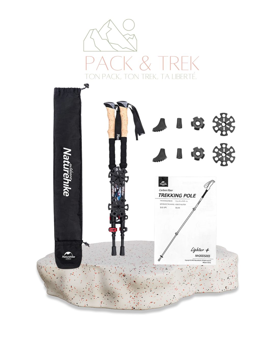 Naturehike Bâtons de Randonnée Télescopiques – Fibre de Carbone (2 pcs)