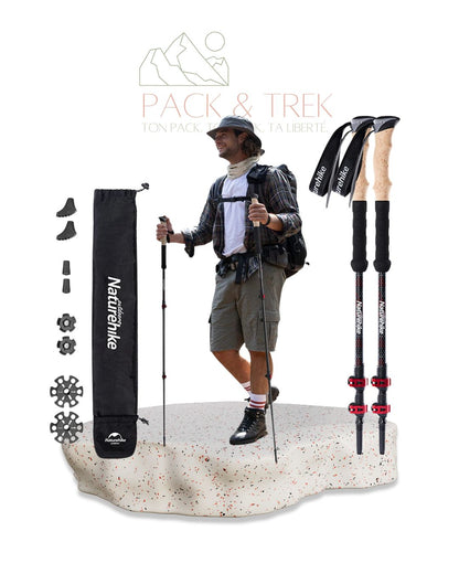Naturehike Bâtons de Randonnée Télescopiques – Fibre de Carbone (2 pcs)
