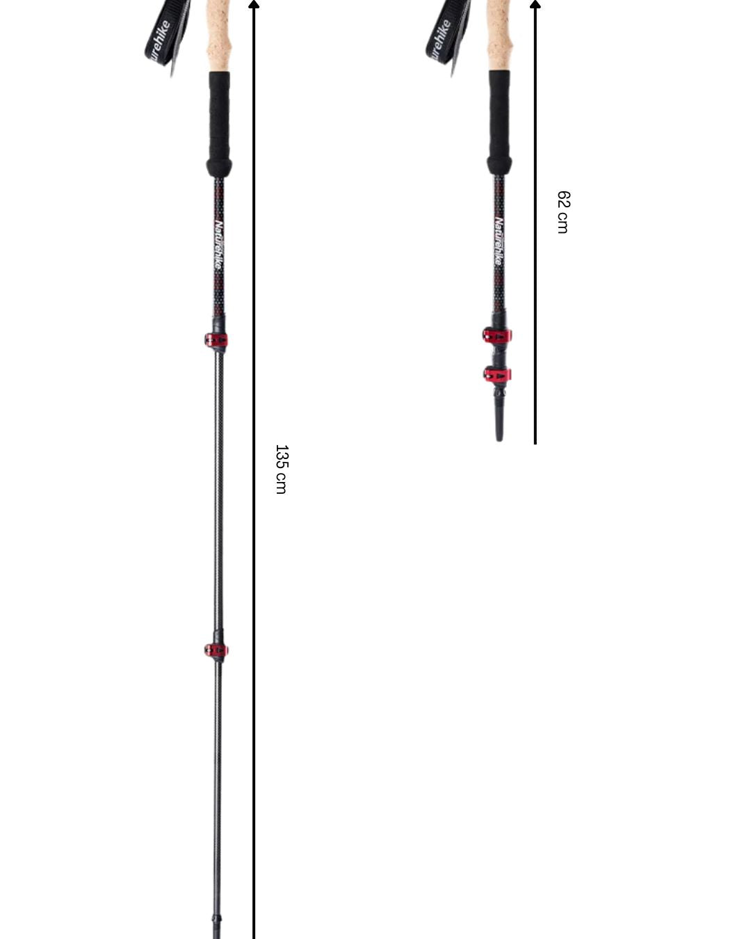 Naturehike Bâtons de Randonnée Télescopiques – Fibre de Carbone (2 pcs)