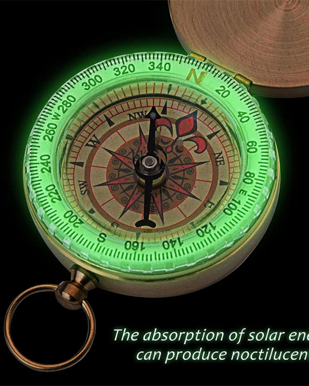 Boussole de Randonnée en Laiton – Compacte, Étanche & Luminescente