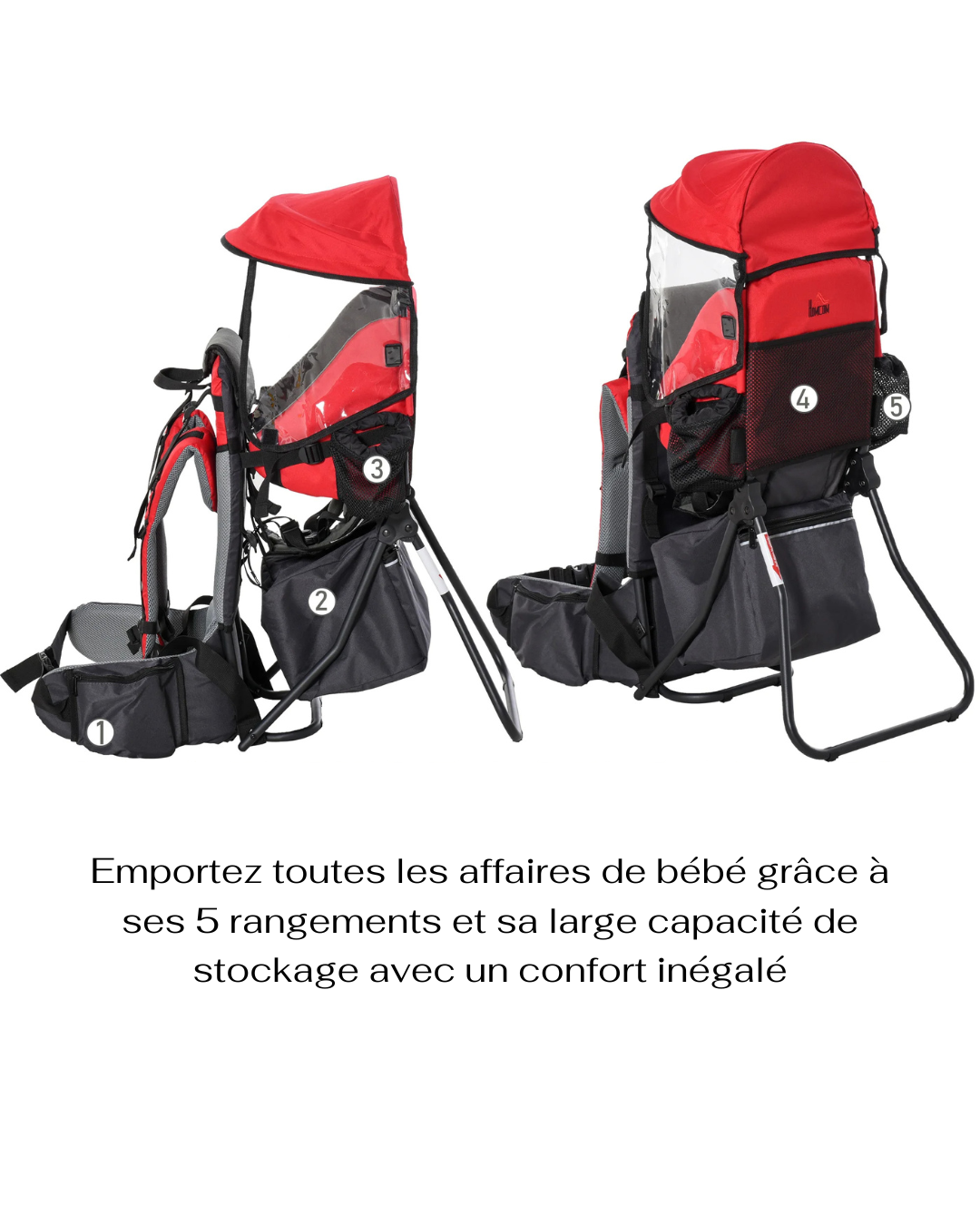 Explorer BabyPack – Porte-bébé pliable avec toit imperméable – Pour randonnée en famille